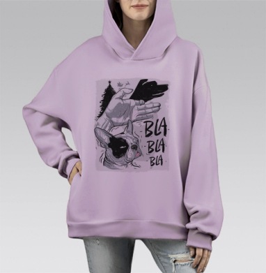 На год грядущий..., Hoodie Mono Fiolet, оверсайз, утепленная