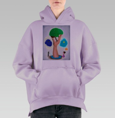Не крадите у детей будущее и мечты — символический арт, Hoodie Oversize Fiolet, утепленная