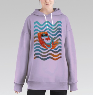 Ящерица в солнечных очках — стильный отдых, Hoodie Long Oversize Fiolet