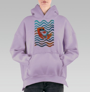 Ящерица в солнечных очках — стильный отдых, Hoodie Oversize Fiolet, утепленная