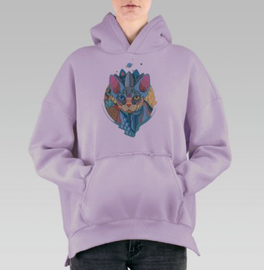 Немного Мехикано Космо котЭ, Hoodie Oversize Fiolet, утепленная