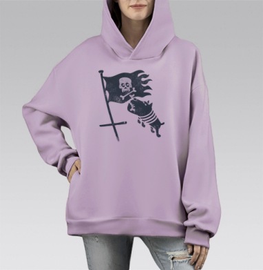 НЕВЕСЕЛЫЙ РОДЖЕР, Hoodie Mono Fiolet, оверсайз, утепленная