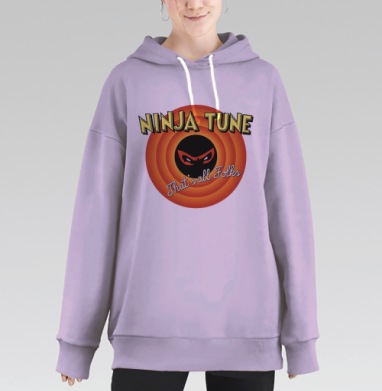 Ретро-логотип Ninja Tune в стиле Looney Tunes, Hoodie Long Oversize Fiolet