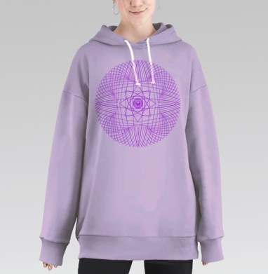 Генеративная мандала в стиле сакральной геометрии, Hoodie Long Oversize Fiolet