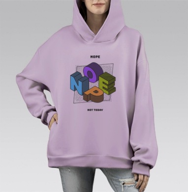 Яркая 3D-композиция NOPE с дерзким отказом, Hoodie Mono Fiolet, оверсайз, утепленная