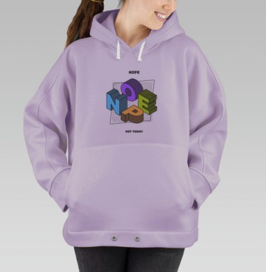 Яркая 3D-композиция NOPE с дерзким отказом, Hoodie Oversize Fiolet