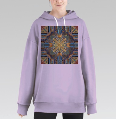 Этнический минимализм: ритм древних узоров, Hoodie Long Oversize Fiolet