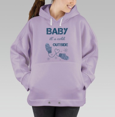 Уютные зимние варежки с романтичным дизайном, Hoodie Oversize Fiolet