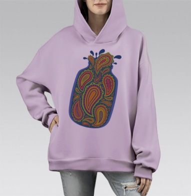 Огурцы, Hoodie Mono Fiolet, оверсайз, утепленная