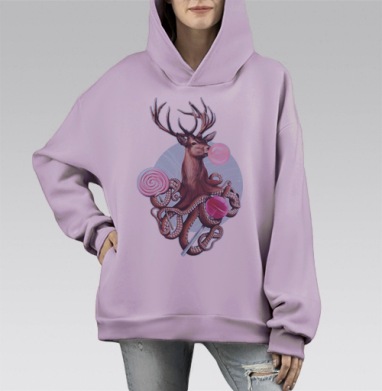 Октолень, Hoodie Mono Fiolet, оверсайз, утепленная