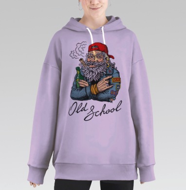 Old School, Hoodie Long Oversize Fiolet