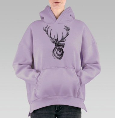 Олень в виртуале, Hoodie Oversize Fiolet, утепленная
