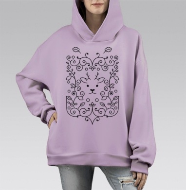 Оленевый сад, Hoodie Mono Fiolet, оверсайз, утепленная
