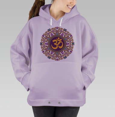 Декоративное панно с символом Ом и мандалой, Hoodie Oversize Fiolet