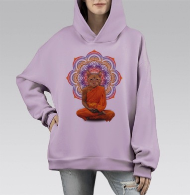 Оммм..., Hoodie Mono Fiolet, оверсайз, утепленная