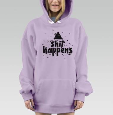 Стикер «Shit happens» — смелый графический дизайн, Hoodie Mjhigh Dig Mel, Fiolet, утепленная