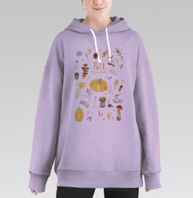 Осеннее вдохновение: акварельные природные мотивы, Hoodie Long Oversize Fiolet