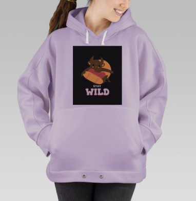 Милый Бафомет на Скейтборде с Надписью, Hoodie Oversize Fiolet