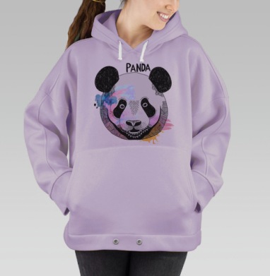 Панда. графика, Hoodie Oversize Fiolet