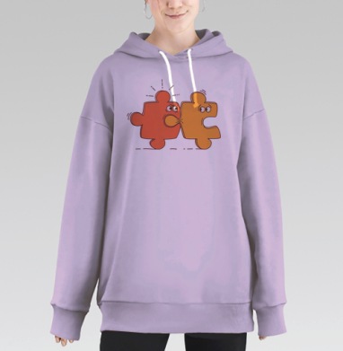 Игрушечные пазлы в стиле конфликта, Hoodie Long Oversize Fiolet