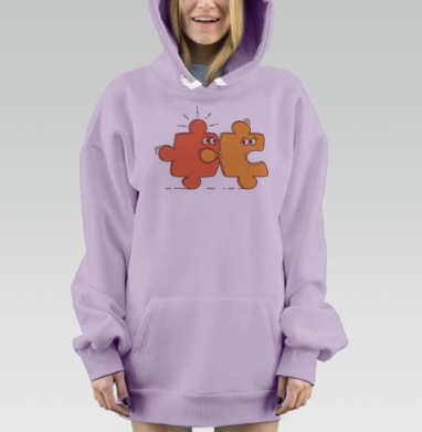 Игрушечные пазлы в стиле конфликта, Hoodie Mjhigh Dig Mel, Fiolet, утепленная