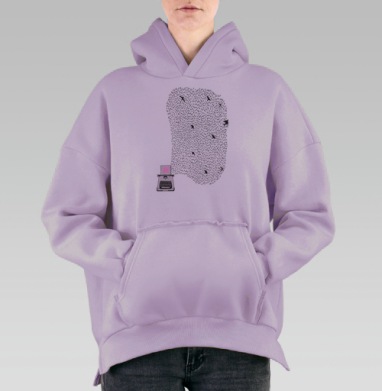 Печатная машинка, Hoodie Oversize Fiolet, утепленная
