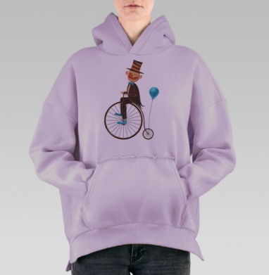 Винтажный плакат с клоуном на пенни-фартинге, Hoodie Oversize Fiolet, утепленная