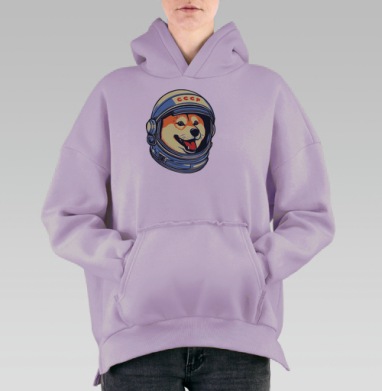 Веселый шлем сиба-ину в стиле СССР для космонавта, Hoodie Oversize Fiolet, утепленная