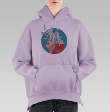 Иллюстрация «Ментальный шторм» – эмоциональный арт, Hoodie Oversize Fiolet, утепленная