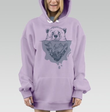 Белый медведь и айсберг: символ хрупкости Арктики, Hoodie Mjhigh Dig Mel, Fiolet, утепленная