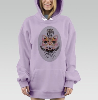 Мандала кошачьей мудрости и внутреннего космоса, Hoodie Mjhigh Dig Mel, Fiolet, утепленная