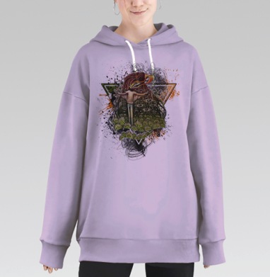Человек с птичьей головой и корнями глаз, Hoodie Long Oversize Fiolet