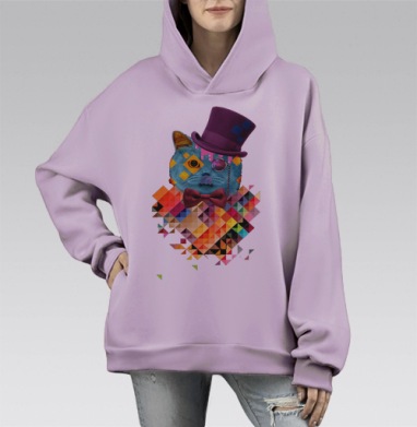 ПсихоКэт, Hoodie Mono Fiolet, оверсайз, утепленная