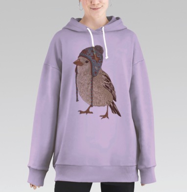 Птица в шапке, Hoodie Long Oversize Fiolet