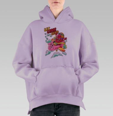 Пусть любовь ведет, Hoodie Oversize Fiolet, утепленная