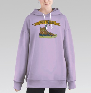 Стильный кед с надписью «РАБОТА НЕ WALK», Hoodie Long Oversize Fiolet