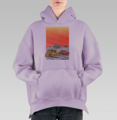 Ралли винтаж зимнее утро, Hoodie Oversize Fiolet, утепленная