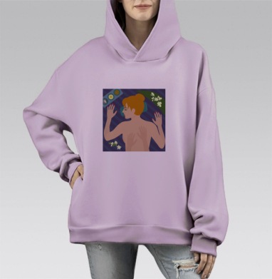 Расслабляющий массаж спокойствие забота рук, Hoodie Mono Fiolet, оверсайз, утепленная