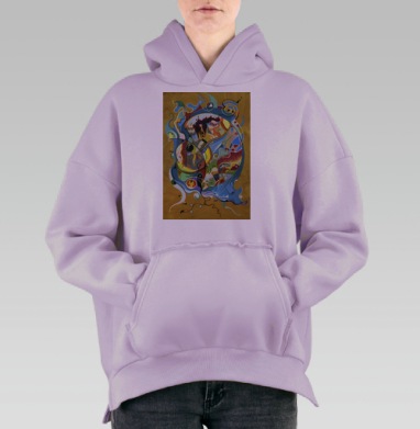 Динамичная абстракция с элементами кубизма и футуризма, Hoodie Oversize Fiolet, утепленная