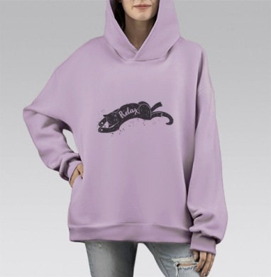 Релакс котик, Hoodie Mono Fiolet, оверсайз, утепленная
