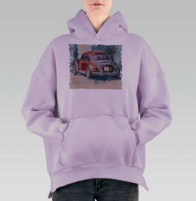 Ретро букаш, Hoodie Oversize Fiolet, утепленная