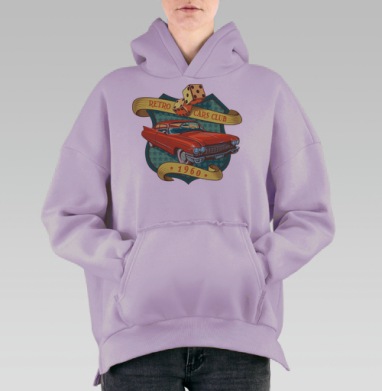 Retro cars club, Hoodie Oversize Fiolet, утепленная
