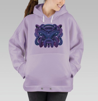 Мистическое существо с черепом и сияющими щупальцами, Hoodie Oversize Fiolet
