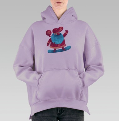 Санта-сноубордист: зимняя радость и энергия, Hoodie Oversize Fiolet, утепленная