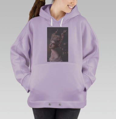 Женский портрет с прической в стиле «сада на голове», Hoodie Oversize Fiolet
