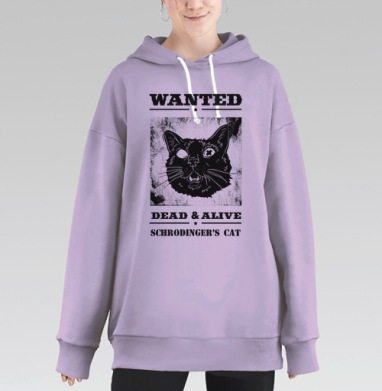 Футболка с принтом Кот Шрёдингера – Разыскивается, Hoodie Long Oversize Fiolet