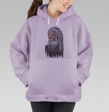 Портрет садху в медитации с красной тилакой, Hoodie Oversize Fiolet