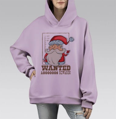 Santa wanted, Hoodie Mono Fiolet, оверсайз, утепленная