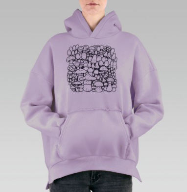 Семейка грибов, Hoodie Oversize Fiolet, утепленная