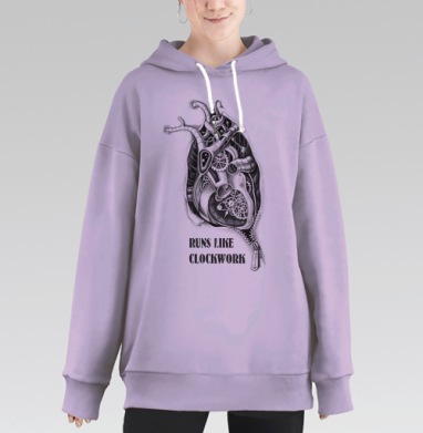Сердце, Hoodie Long Oversize Fiolet